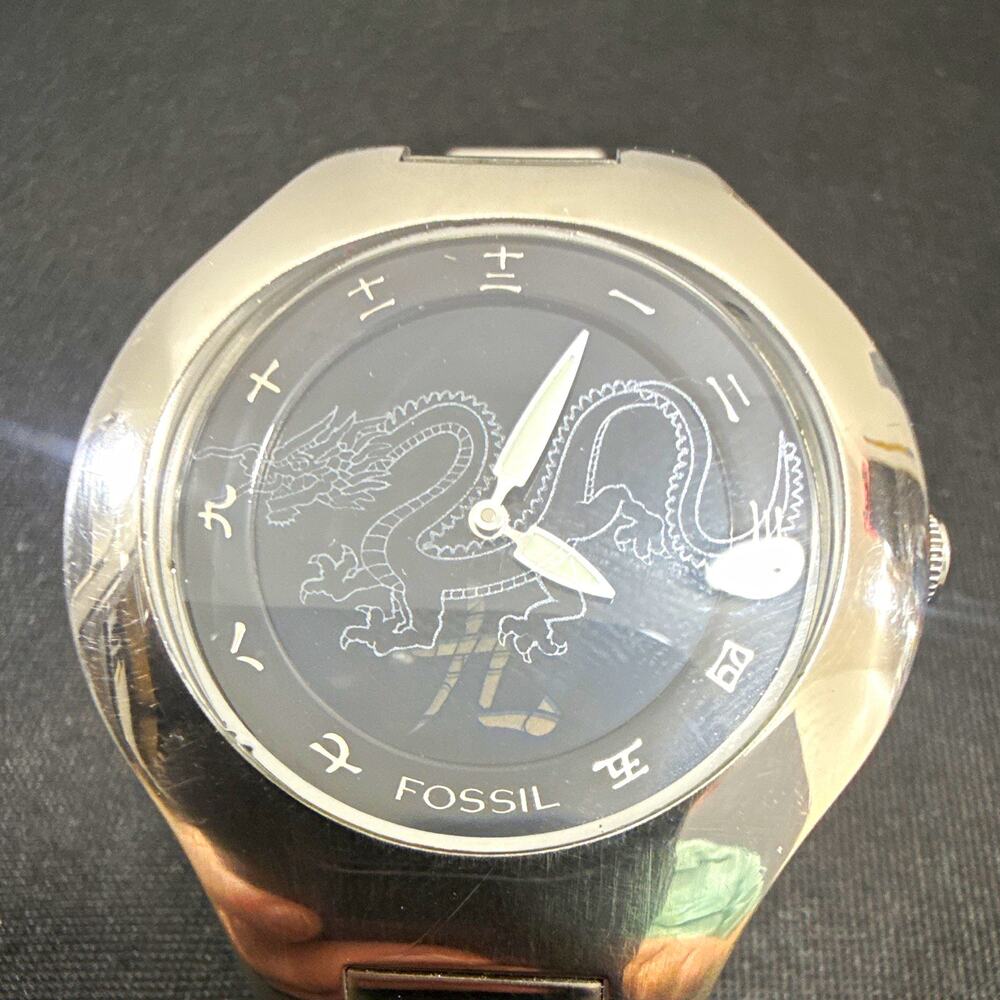 Vintage Mens Fossil Big Tic JR-7997 New Batteries 41mm Case 6.25” Band (H2)